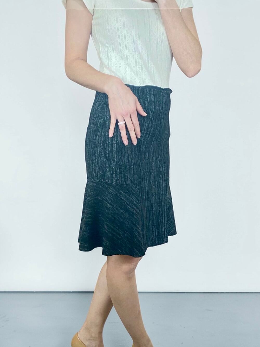 Elie Tahari Grey Marled Mermaid Hem Vintage Skirt Size 0 | Y2K Office Siren